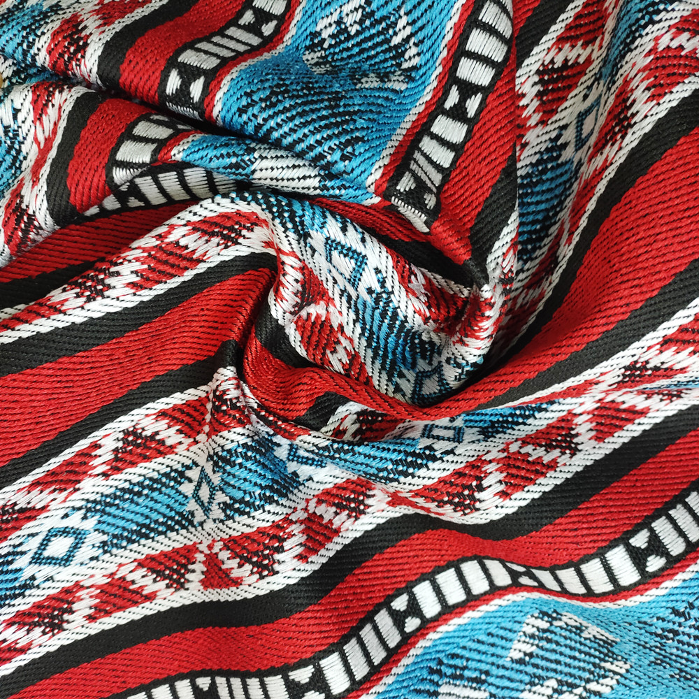 Arabisk stil Sadu polyester bomullsgarn farget jacquard stoff til sofa og veske
