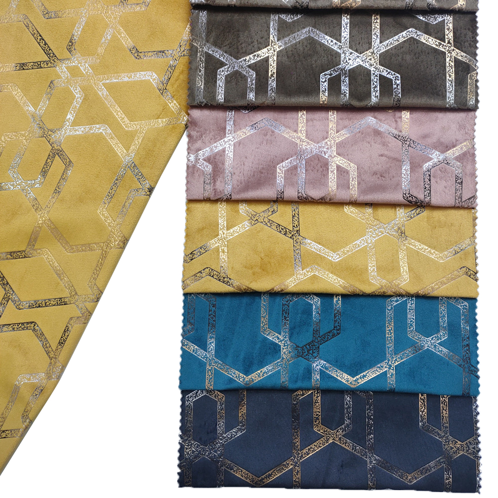 Kreativ geometrisk mønster Gullfolie Print Holland Velvet Sofa Møbler Stoff