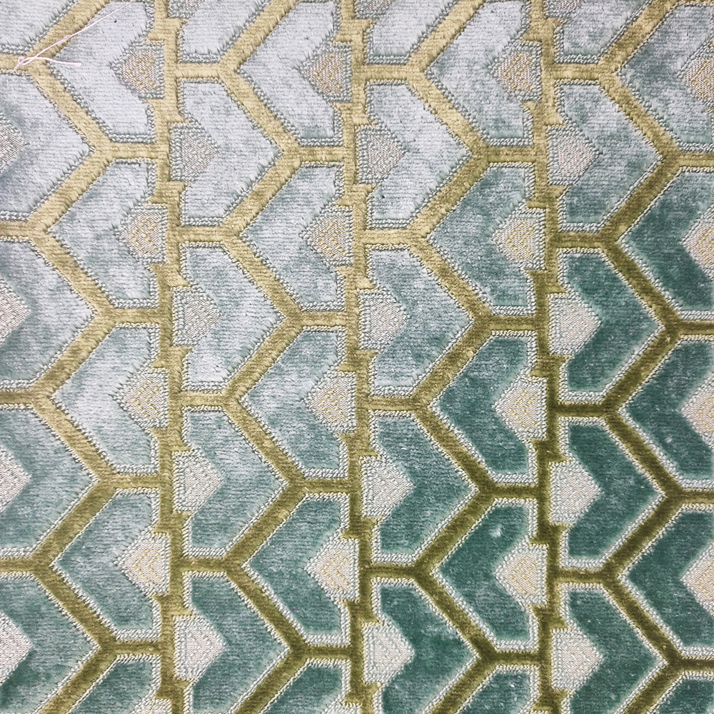Tilpasset to farger geometrisk mønster jacquard skjærende haug fløyelsofa stoff 